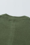Henley Pullover Drop Shoulder Sweater with Slits