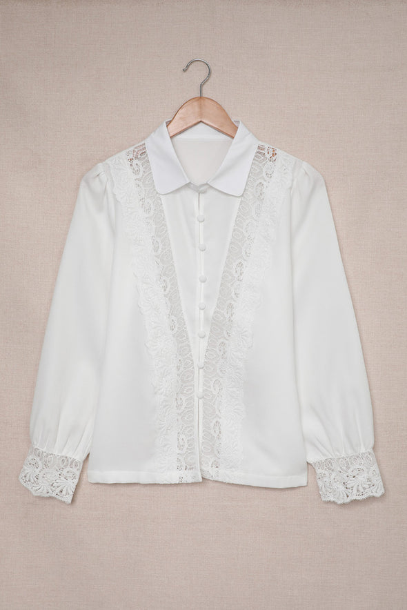 Lace Splicing Buttoned Shirt
