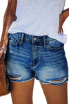 High Waist Frayed Denim Shorts