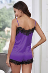 Lace Satin Sleepwear Cami Top and Shorts Pajama Set