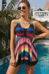 Multicolor Tie Dye Ombre Swimdress Tankini Set