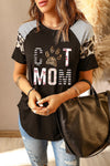 Letter Heart Print Leopard Striped Color Block Short Sleeve T-shirt