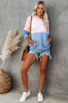 Dip-Dye Colorblock Drawstring Hoodie with Pockets