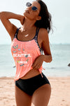 Printed Lined Tankini Swimsuit