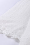 V Neck Lace Crochet Swiss Dot Short Sleeve Blouse