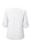 Button Detail Roll up Sleeve Blouse