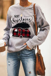 Merry Christmas Letters Print Pullover Sweatshirt