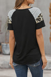 Letter Heart Print Leopard Striped Color Block Short Sleeve T-shirt
