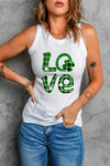 Solid White Round Neck Ribbed Tank Top