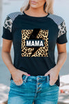 Letter Heart Print Leopard Striped Color Block Short Sleeve T-shirt