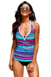 Wave Stripe Racerback Tankini Swimsuit