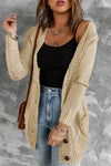 Front Pocket and Buttons Closure Cardigan
