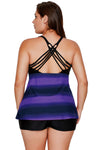 Greenish Strappy Hollow-out Back Plus Size Tankini