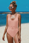 Ribbed One-piece Swimsuit with Belt