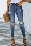 High Rise Distressed Skinny Jean