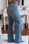 High Waist Ripped Flare Leg Jeans