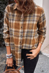 Oversize Rounded Hem Plaid Shirt with Slits