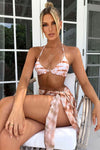 Tie-dye Ruffle Bikini with Sarong