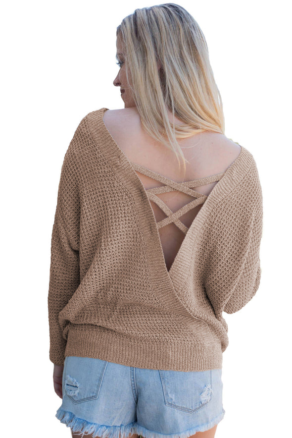 Cross Back Hollow-out Sweater