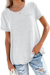 Solid Color Rolled Short Sleeve T Shirt