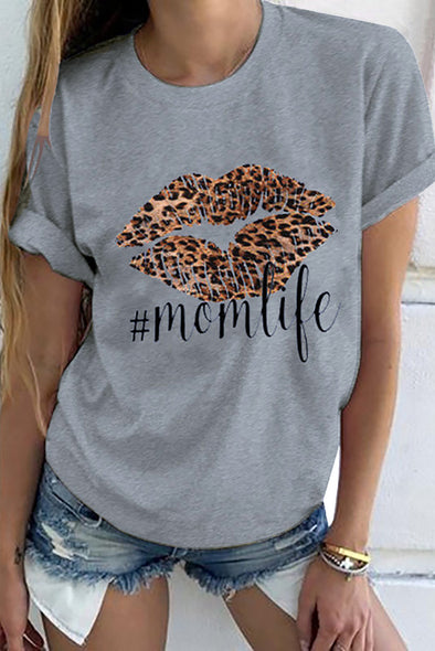 Lip Mom Life Gray T-shirt