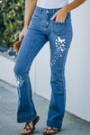 Vintage Casual Pocket Flared Jeans