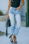 Medium Wash High Rise Straight Leg Jeans