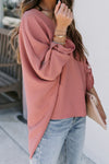 V Neck 3/4 Sleeve High Low Hem Shirt