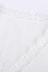 V Neck Lace Crochet Swiss Dot Short Sleeve Blouse