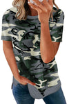 Crew Neck Camo Side Split T-shirt