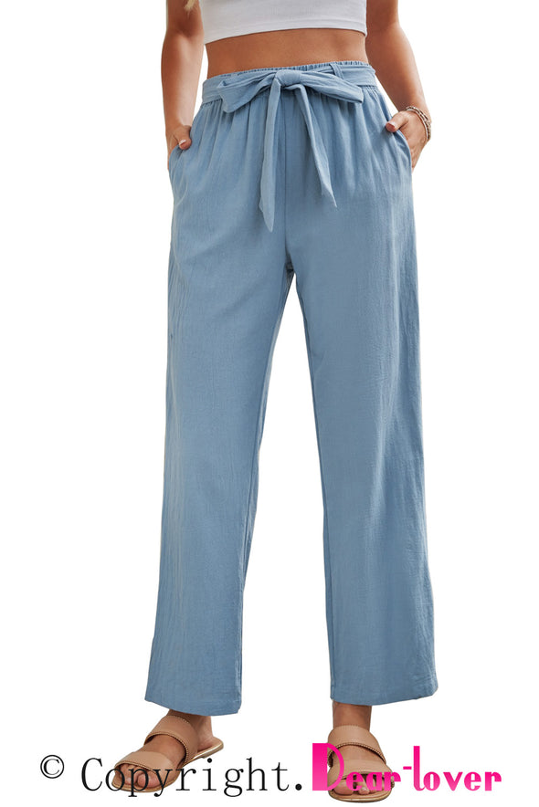 Elastic Waist Drawstring Wide Leg Pants
