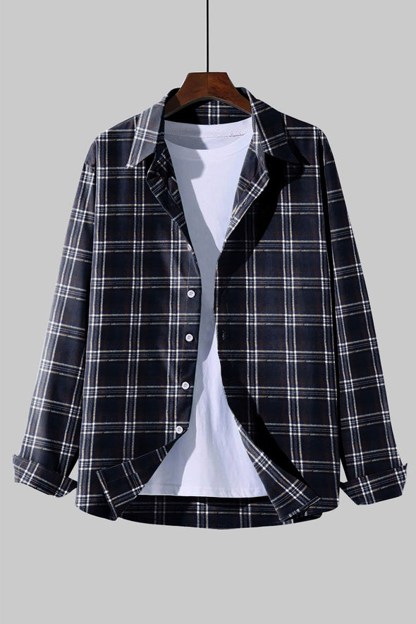 Plaid Print Men's Button Up Shirt