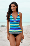 Wave Stripe Racerback Tankini Swimsuit