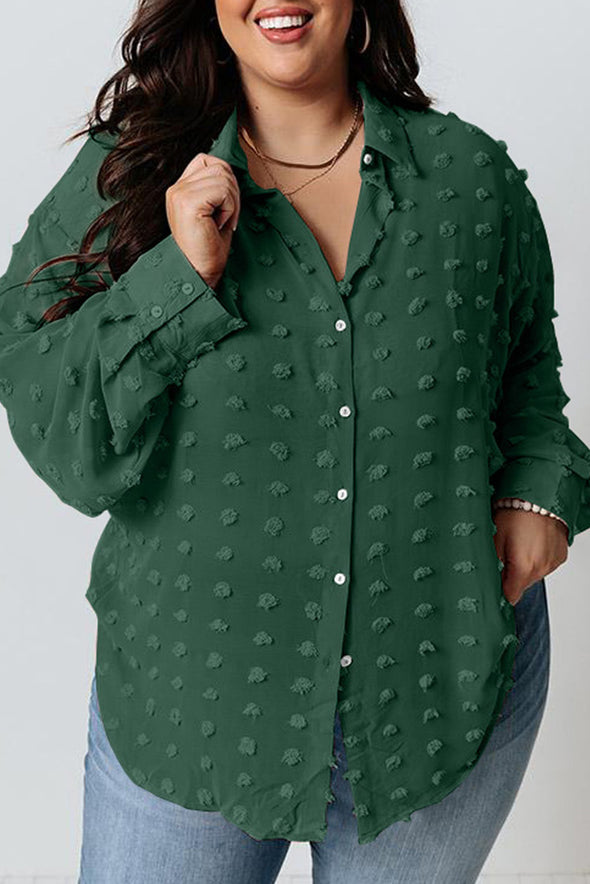 Swiss Dot Textured Plus Size Shirt