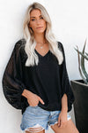 Balloon Sleeve Textured Blouse