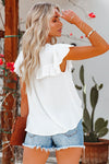 Lace Splicing Ruffled Short Sleeve T-shirt