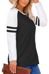 Crewneck Striped Splicing Sleeve Patchwork Plus Size Top