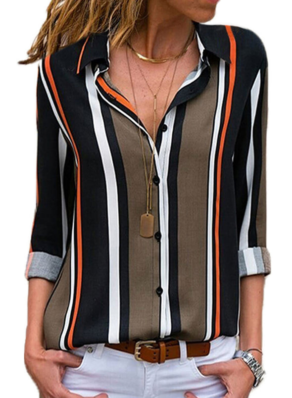 Blue Striped Modern Women Shirt