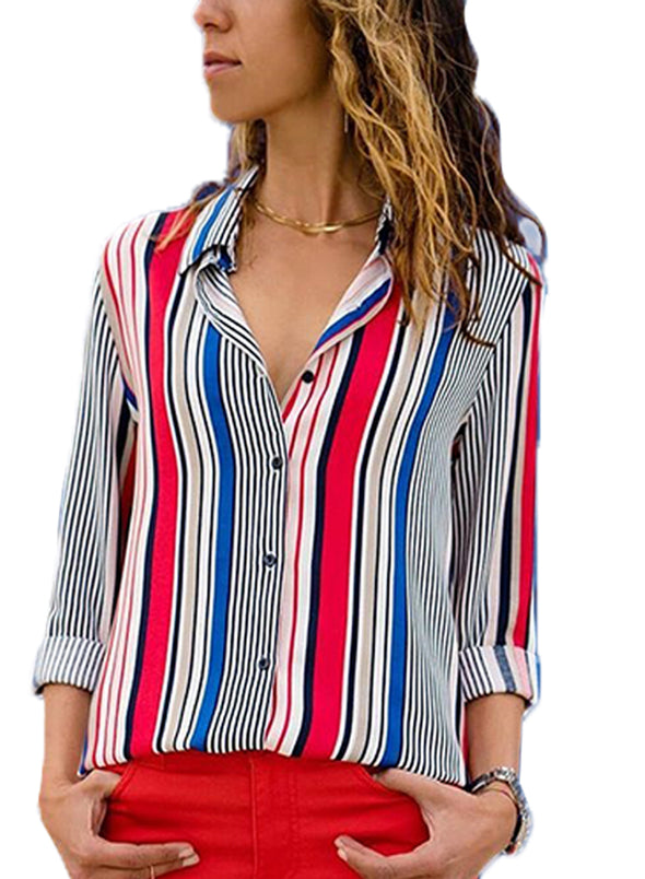 Blue Striped Modern Women Shirt