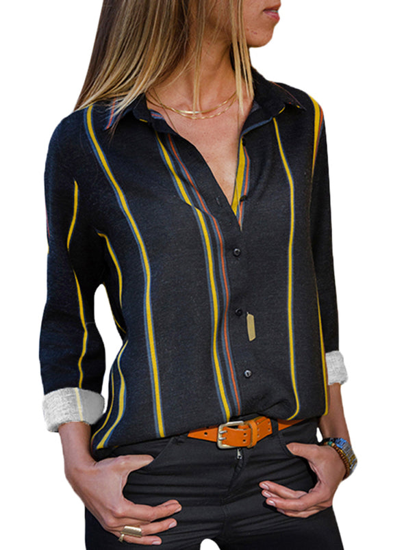 Blue Striped Modern Women Shirt