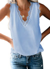 Sleeveless Eyelash Lace V Neck Tank Top