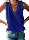 Sleeveless Eyelash Lace V Neck Tank Top