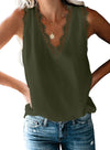 Sleeveless Eyelash Lace V Neck Tank Top