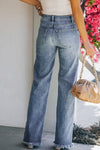 Raw Hem Straight Leg Jeans