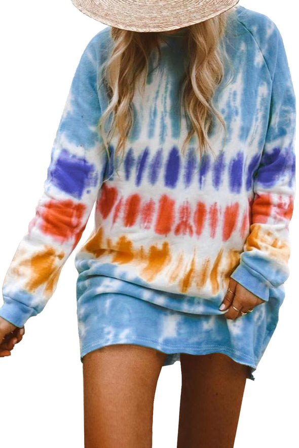 Fashion Tie Dye Long Sleeve Sweatshirt Dress