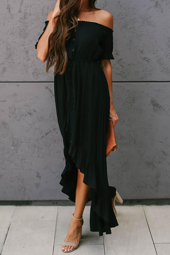 Glaze High Low Off The Shoulder Maxi Dress