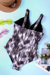 Floral Print Lattice Plunge One Piece Swimsuit