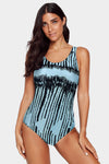 Floral Print Criss Cross U-neck One-piece Swimsuit