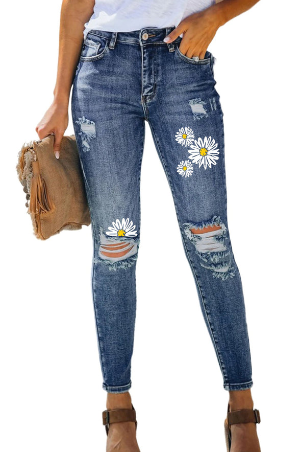 High Rise Distressed Skinny Jean