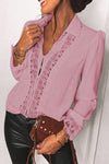 Lace Splicing Buttoned Shirt